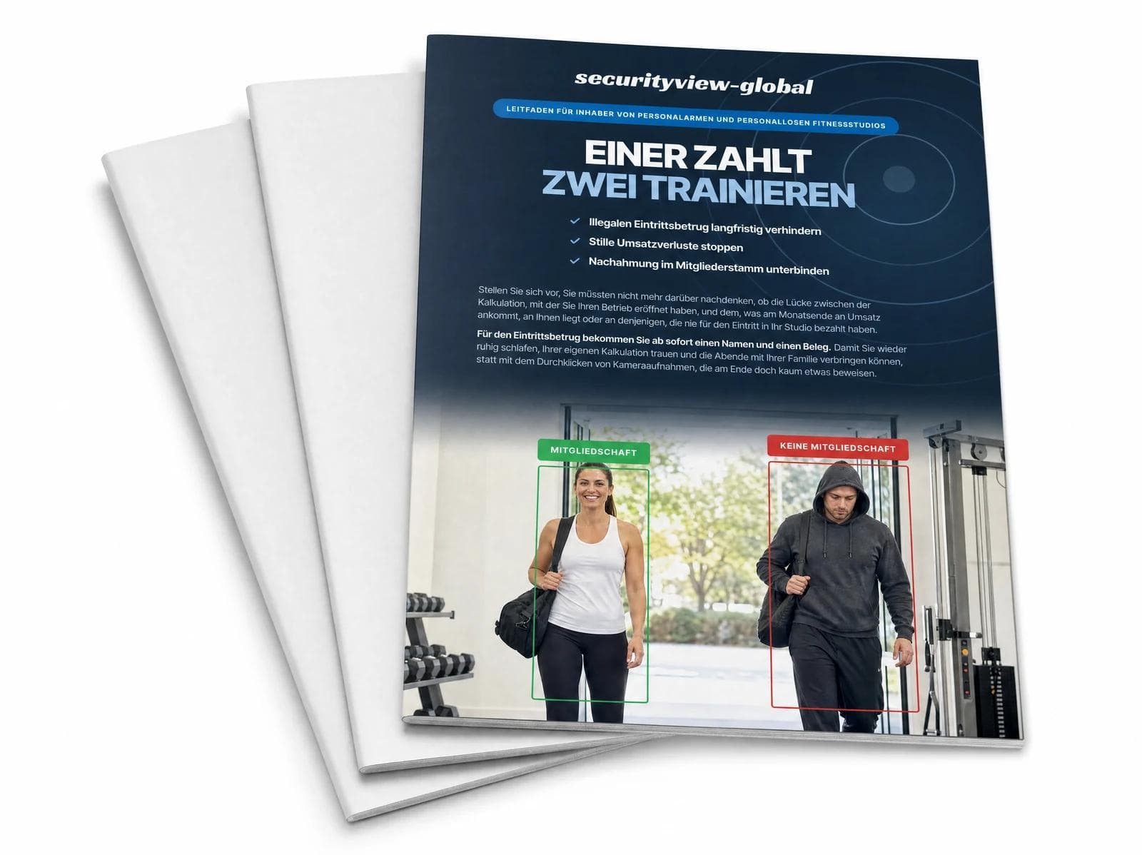 Der Leitfaden Einer zahlt, zwei trainieren, aufgeschlagen als gedrucktes Heft