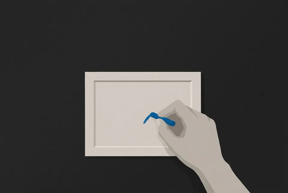 Zeichnung einer Hand, die auf einem einzelnen Bild eine blaue Markierung setzt.